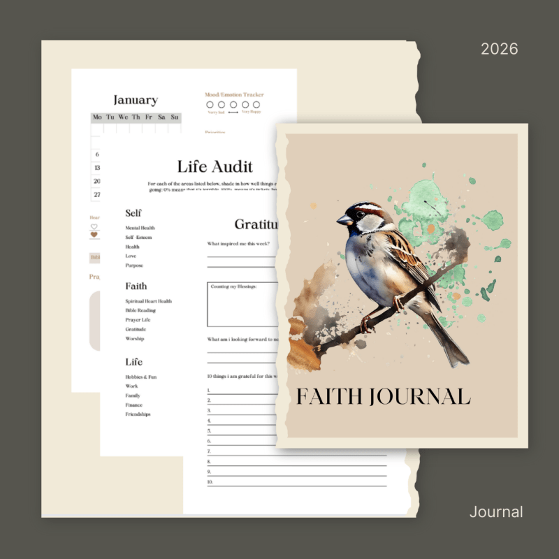 Faith Journal 2026 Life Audit, Gratitude and Diary pages